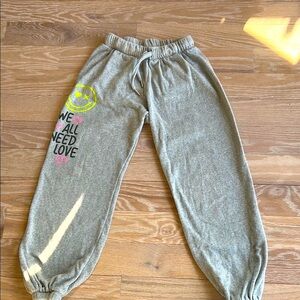 Kids Gray Flowers By Zoe Sweatpants with Heart & Smile Graphic